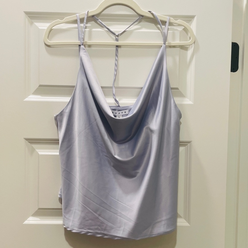 Sleek Grey Cowl Neck Tank Top